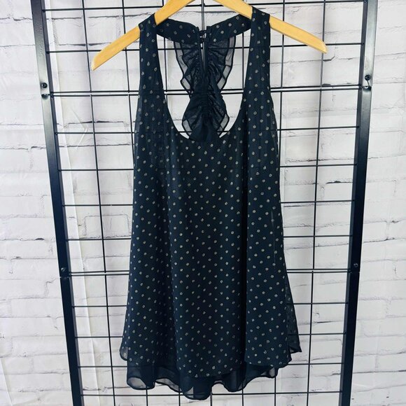 Bisou Bisou Black Polka Dot Sleeveless Chiffon Top – Size M - Picture 1 of 4